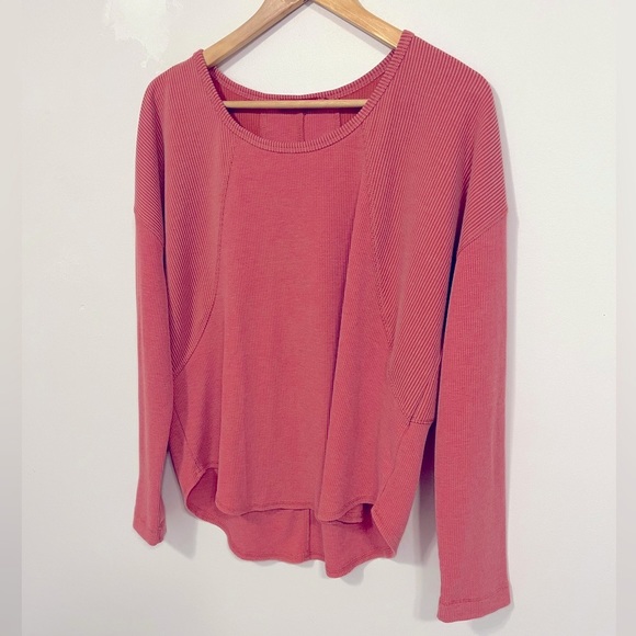 Prana Womens Remi Waffle Knit Thermal Athletic Outdoor Pullover Rhubarb L - Picture 8 of 15